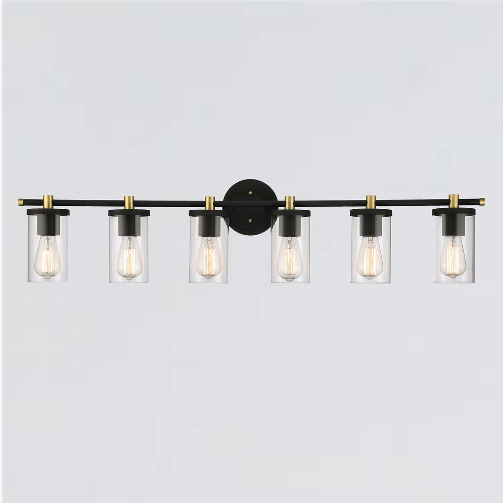 Decatur 6-light Modern Farmhouse Black/ Gold Bathroom Vanity Light with UL Certified