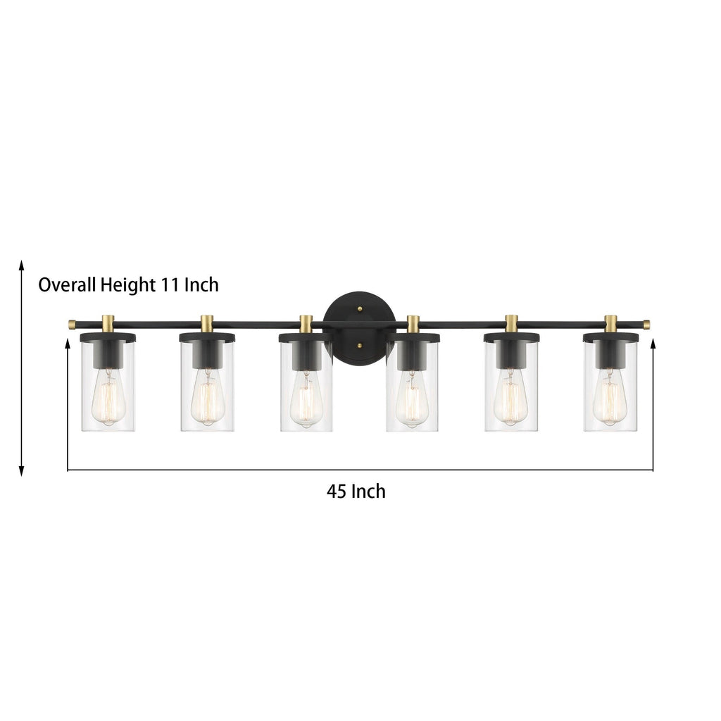 Decatur 6-light Modern Farmhouse Black/ Gold Bathroom Vanity Light with UL Certified