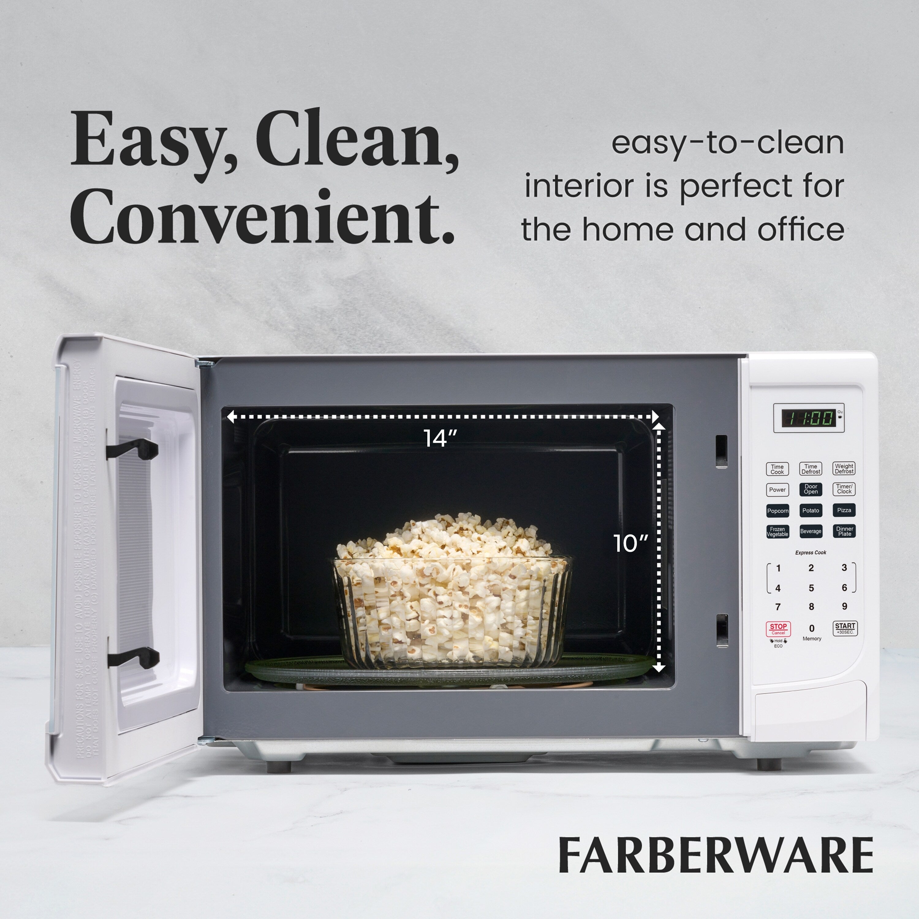 Farberware 1000-Watt 1.1 Cu. Ft. Countertop Microwave Oven With LED Lighting and Child Lock