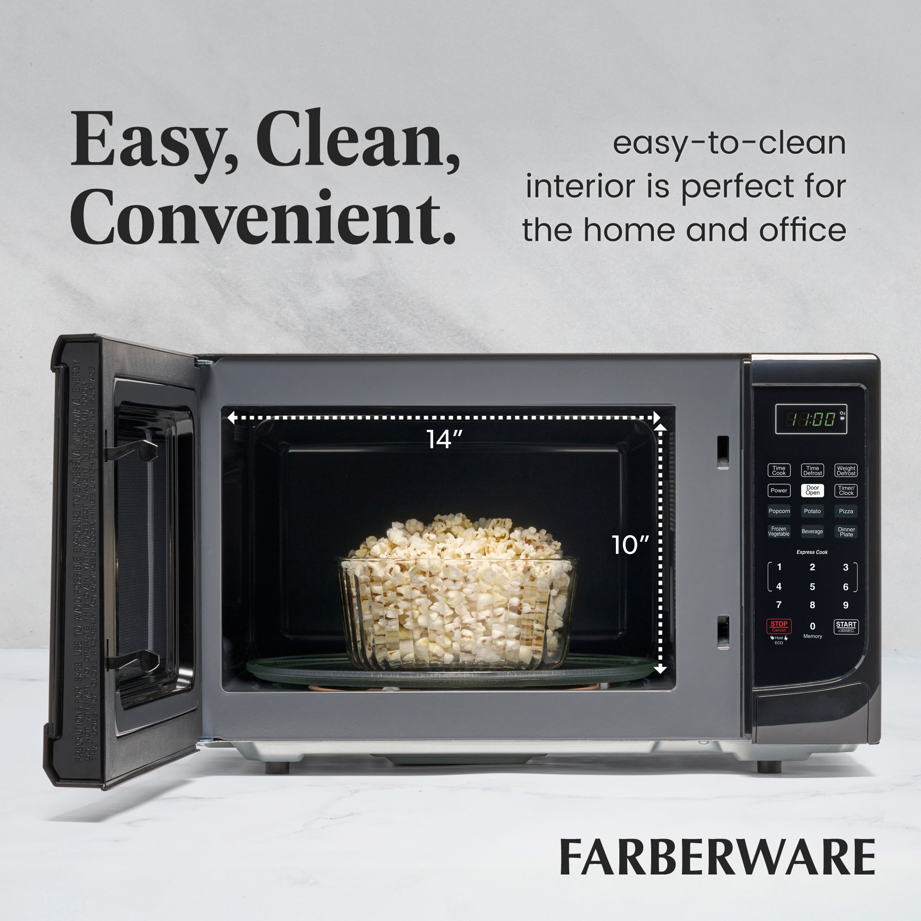 Farberware 1000-Watt 1.1 Cu. Ft. Countertop Microwave Oven With LED Lighting and Child Lock