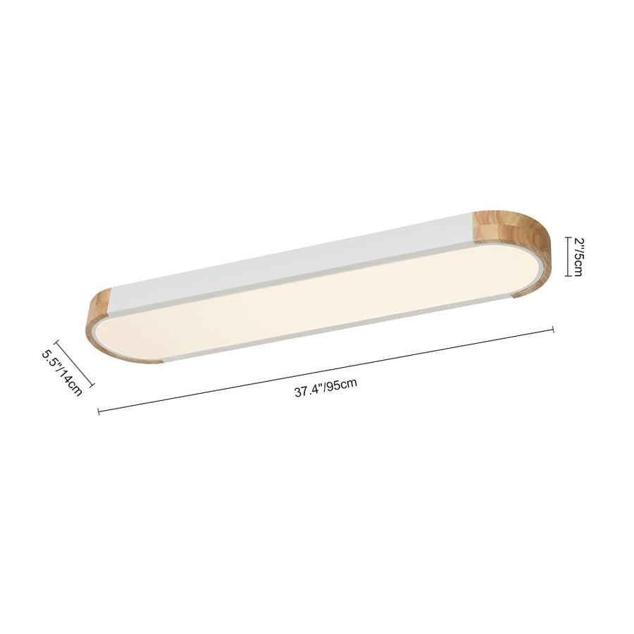 Farmhouse Wood Long Oval Dimmable LED Flush Mount - 37 3000k/6000k