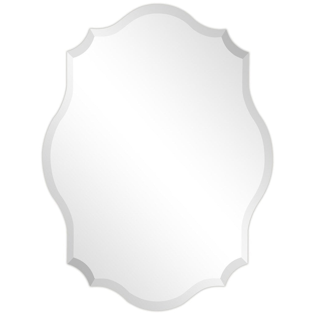 Frameless Beveled Oblong Elegant Scalloped Wall Mirror