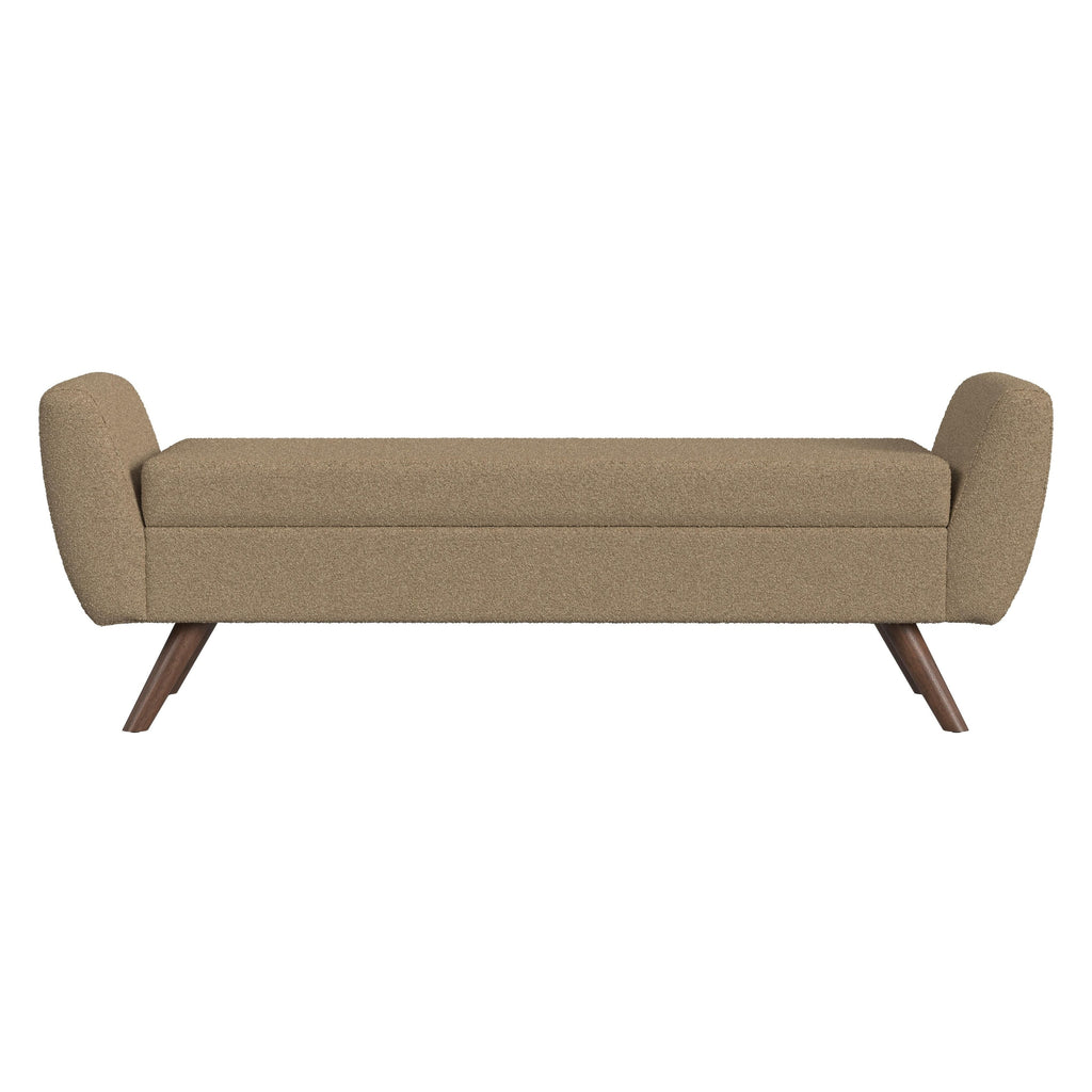 HomePop Modern Sherpa Storage Bench with Wood Legs