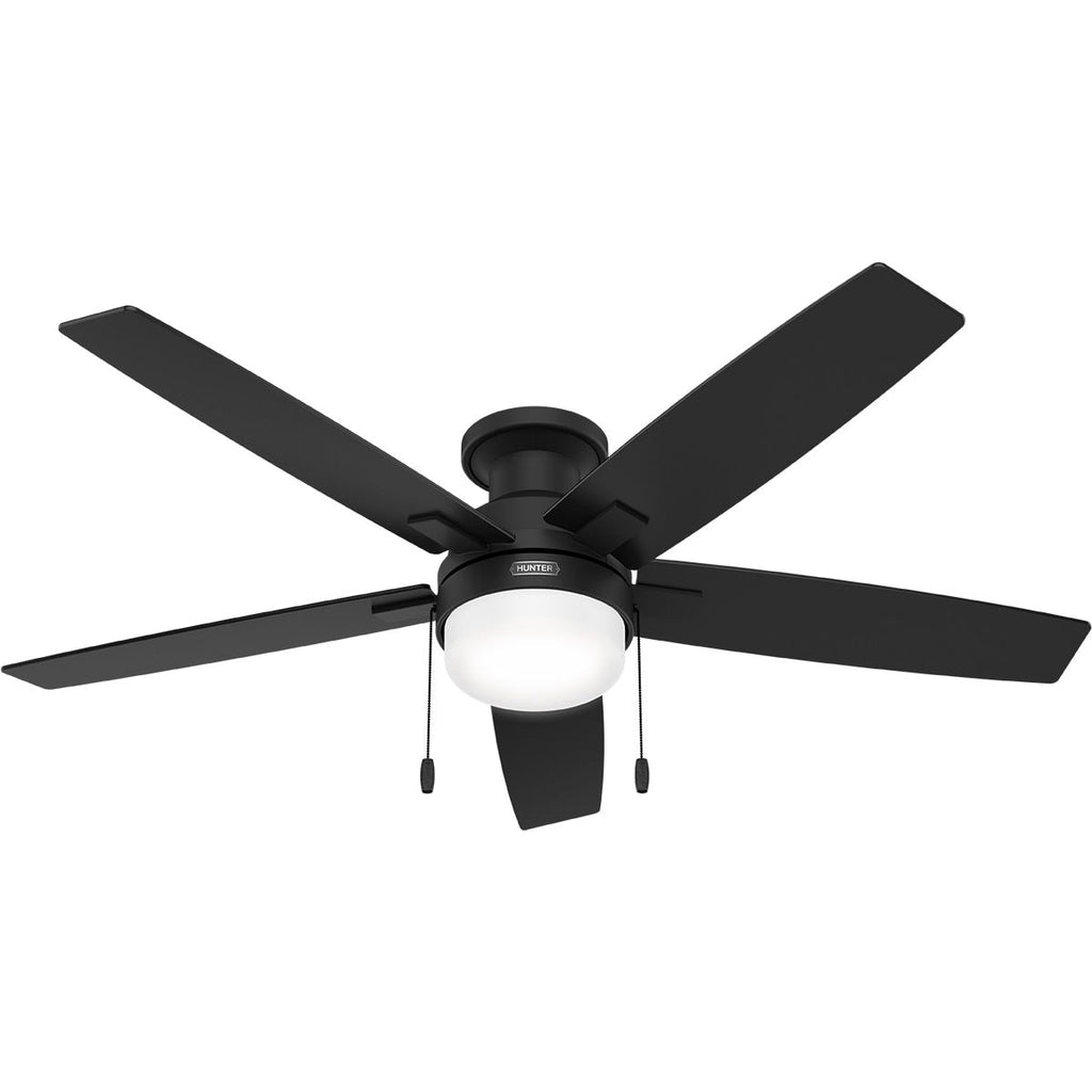 Hunter 52 Anisten Low Profile Ceiling Fan with LED Light and Pull Chain - Modern, Contemporary, Transitional