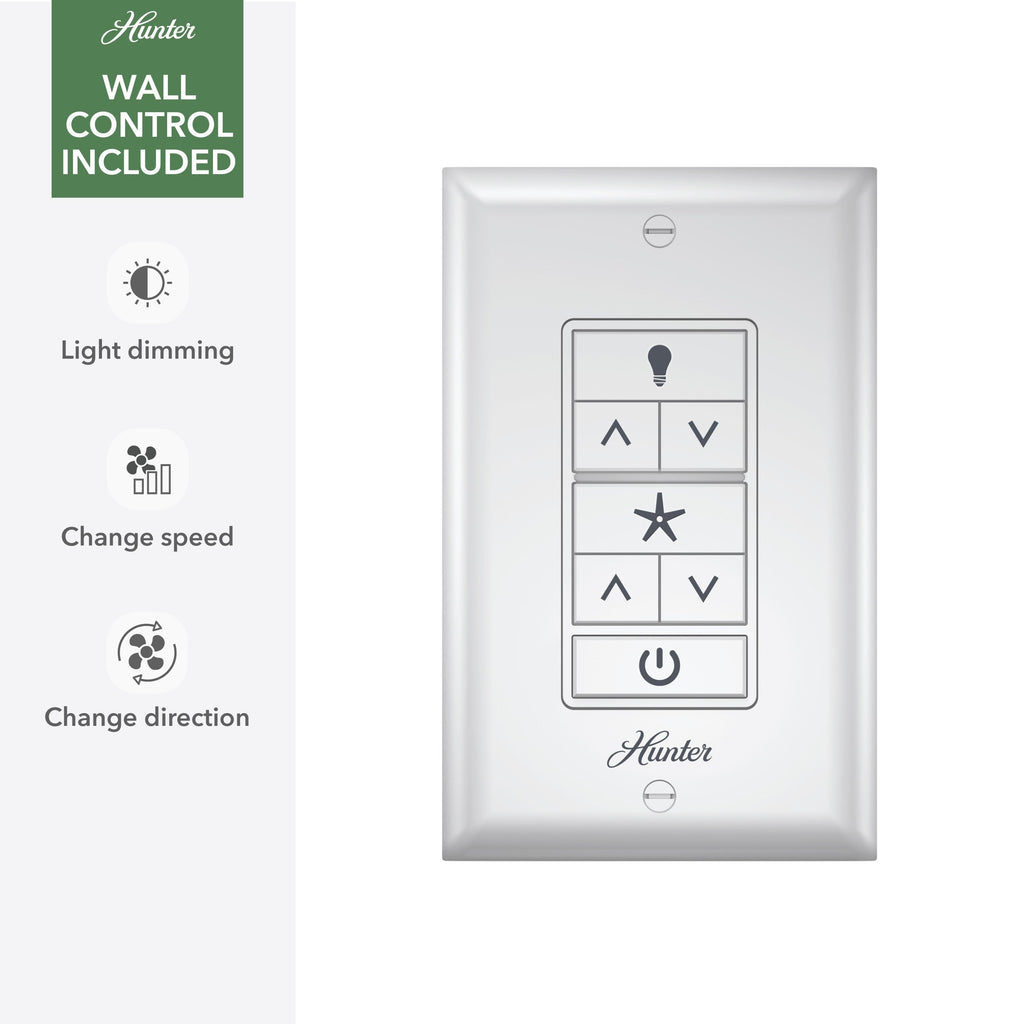 Hunter 52 Skyflow Outdoor Ceiling Fan w/ LED Light Kit, Wall Control - Coastal Modern Contemporary - WeatherMax - WET-RATED!