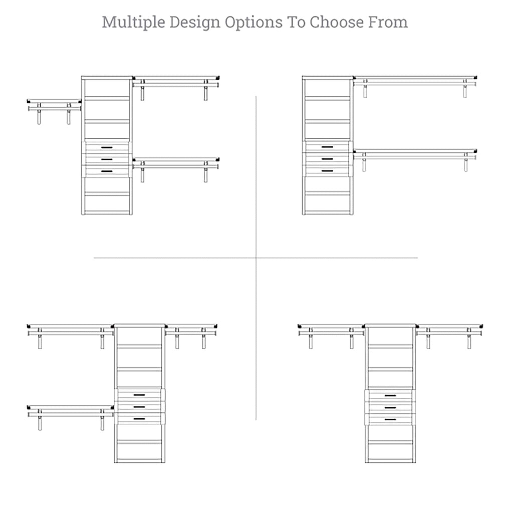 John Louis Home Solid Wood Reach-In Closet system with 3-Drawers White