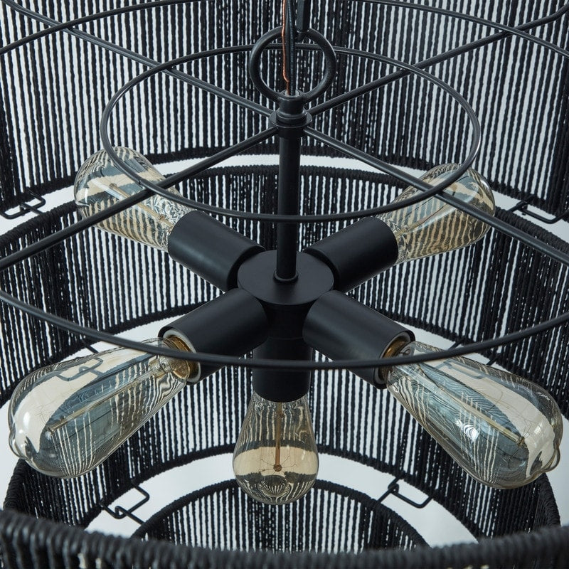 KAWOTI Width 26 5-Light 4-Tiered Bohemian Pendant Light