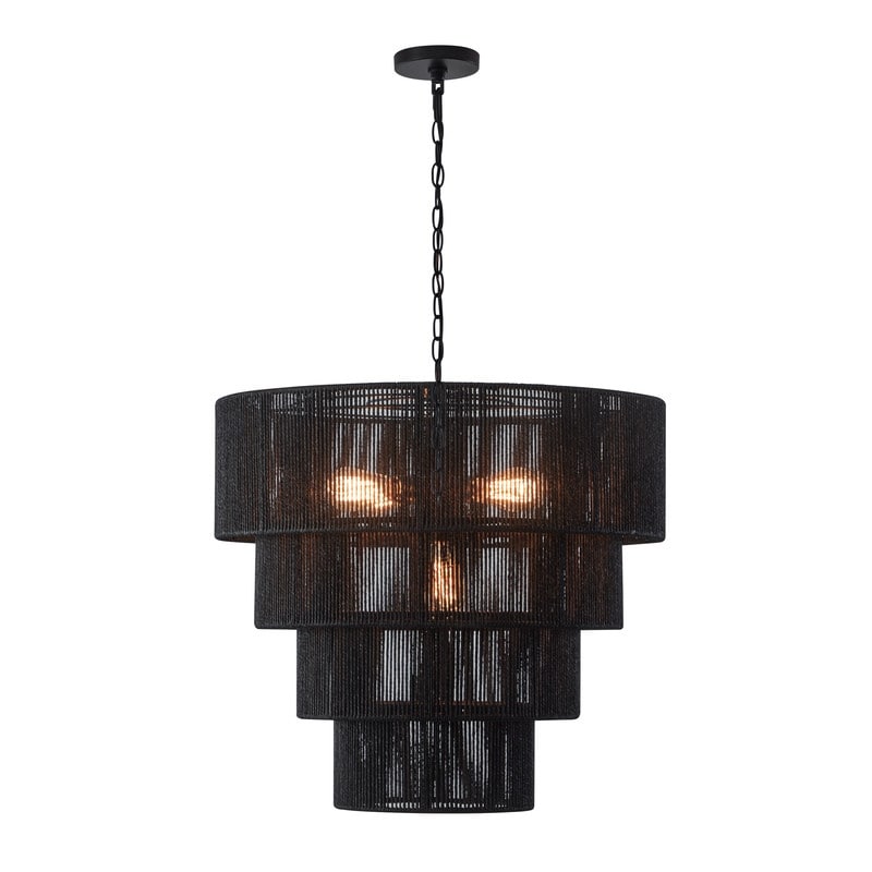 KAWOTI Width 26 5-Light 4-Tiered Bohemian Pendant Light