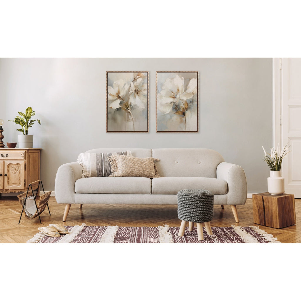 Kate and Laurel Sylvie Beaded Abstract Botanical Canvas