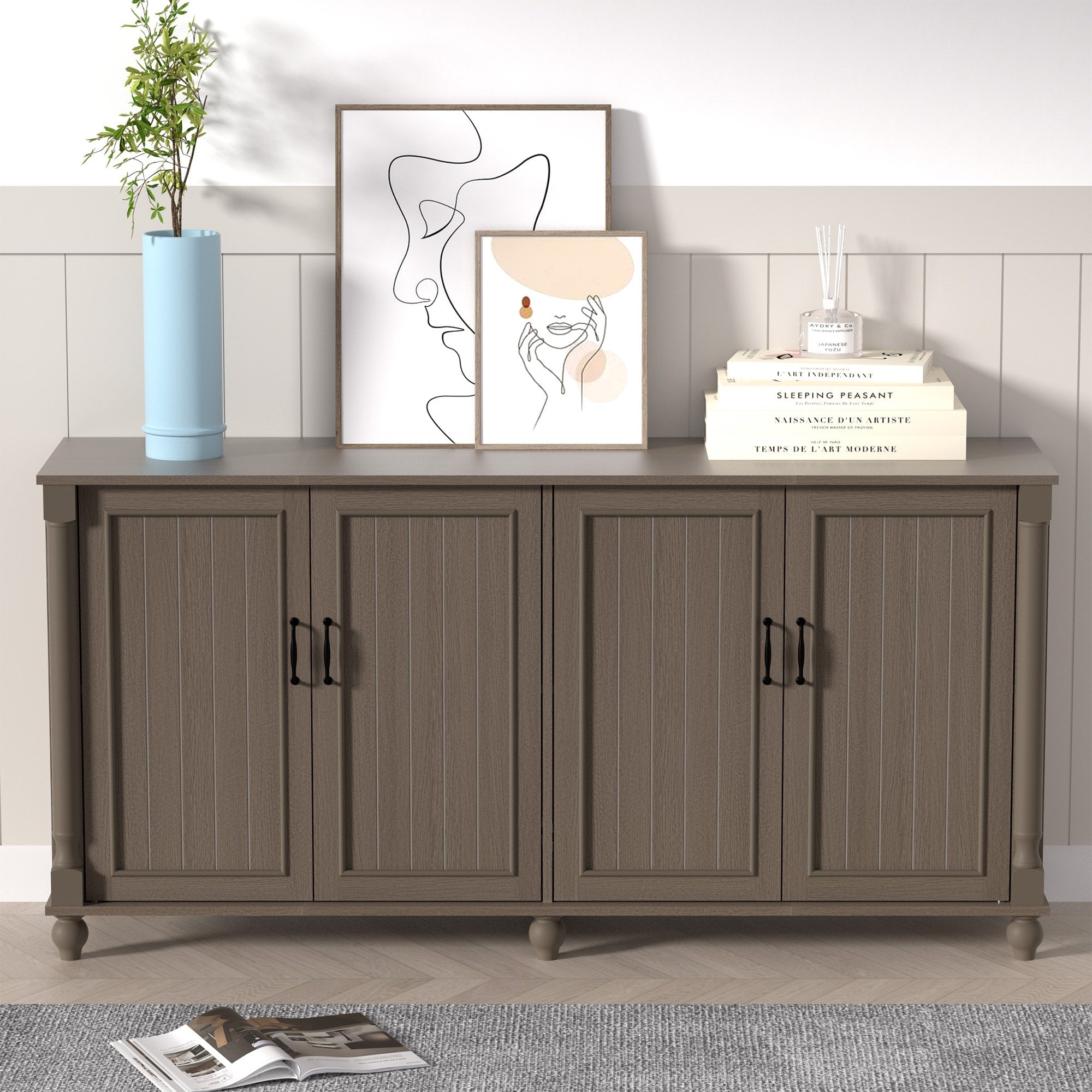 Kitchen Sideboard Coffee Bar Cabinet Accent Storage Cabinet