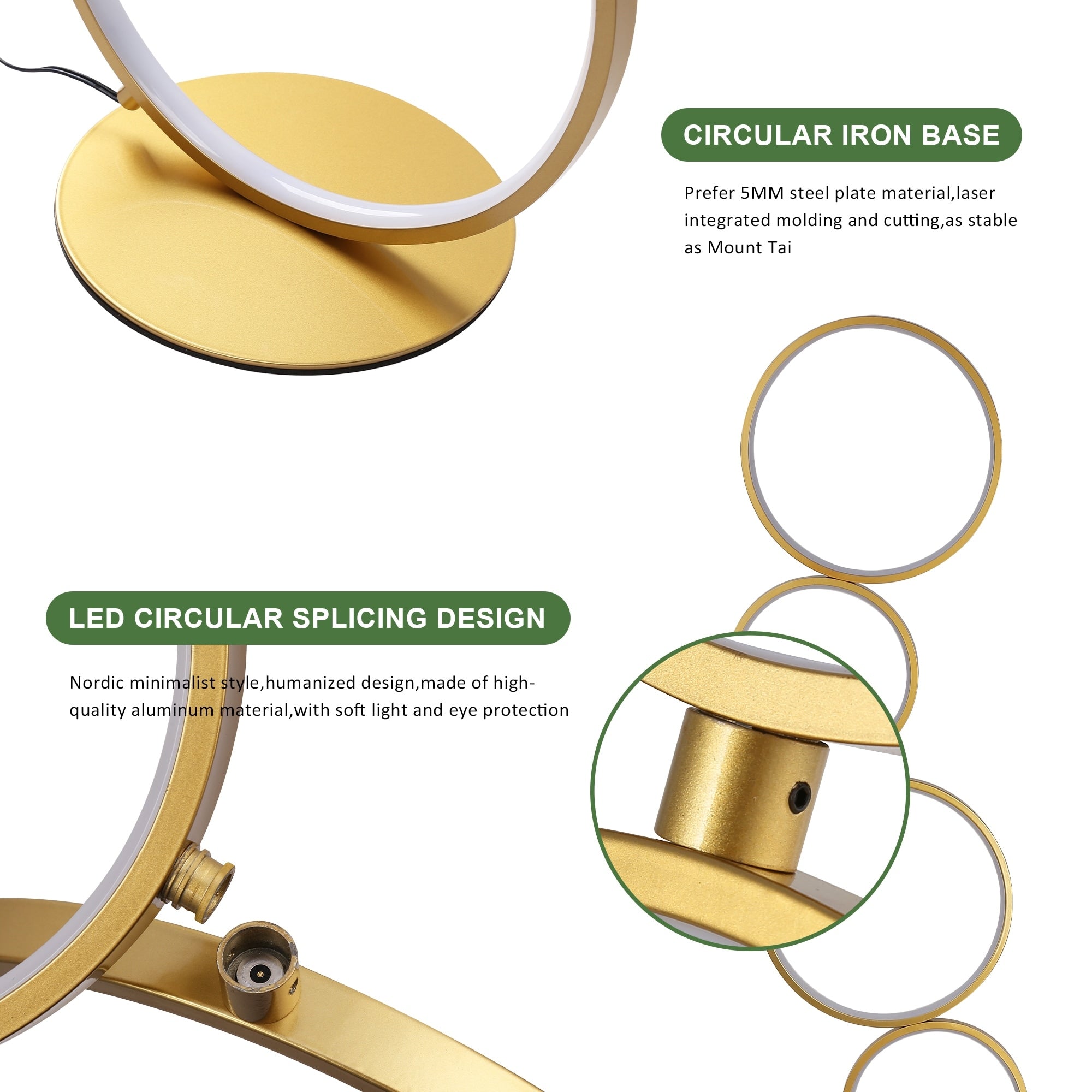 LED Modern Dimmable Floor Lamp, 3 Way Bright Corner Stand lamp with 5-Ring for Living Room