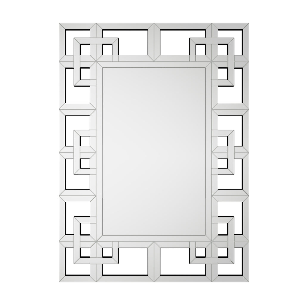 Large Wall Art Mirror Decor Silver Accent Geometric Frame