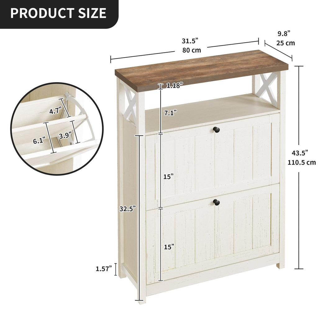 Moasis Shoe Storage Cabinet Organizer with 2 Compartments for Entryway Hallway
