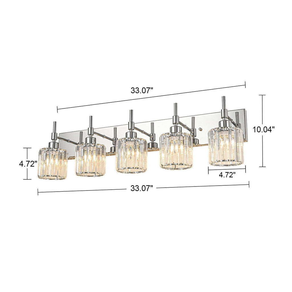 Modern Dimmable Crystal Bathroom Vanity Light Wall Sconces with Crystal Shades