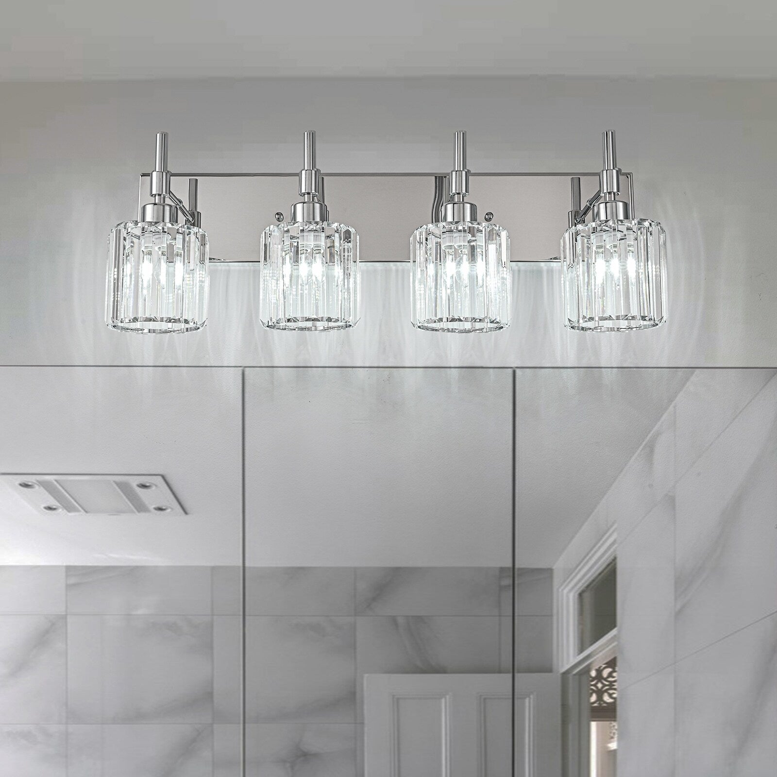 Modern Dimmable Crystal Bathroom Vanity Light Wall Sconces with Crystal Shades