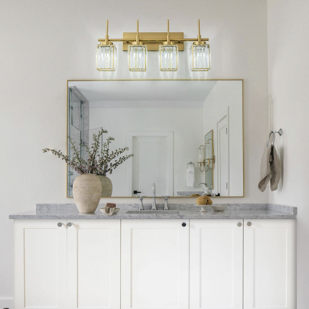 Modern Gold Dimmable Wall Light Glam Cylinder Bathroom Crystal Vanity Light Wall Sconces