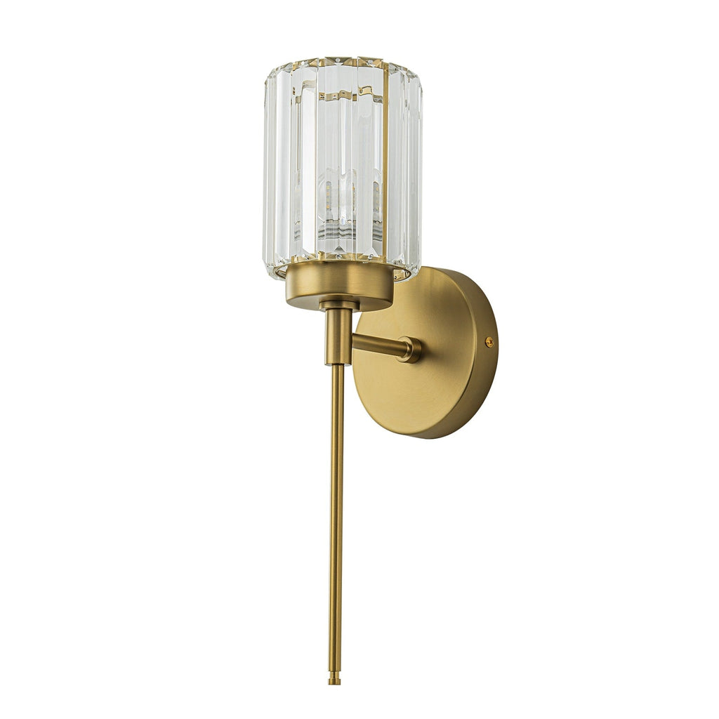 Modern Gold Dimmable Wall Light Glam Cylinder Bathroom Crystal Vanity Light Wall Sconces