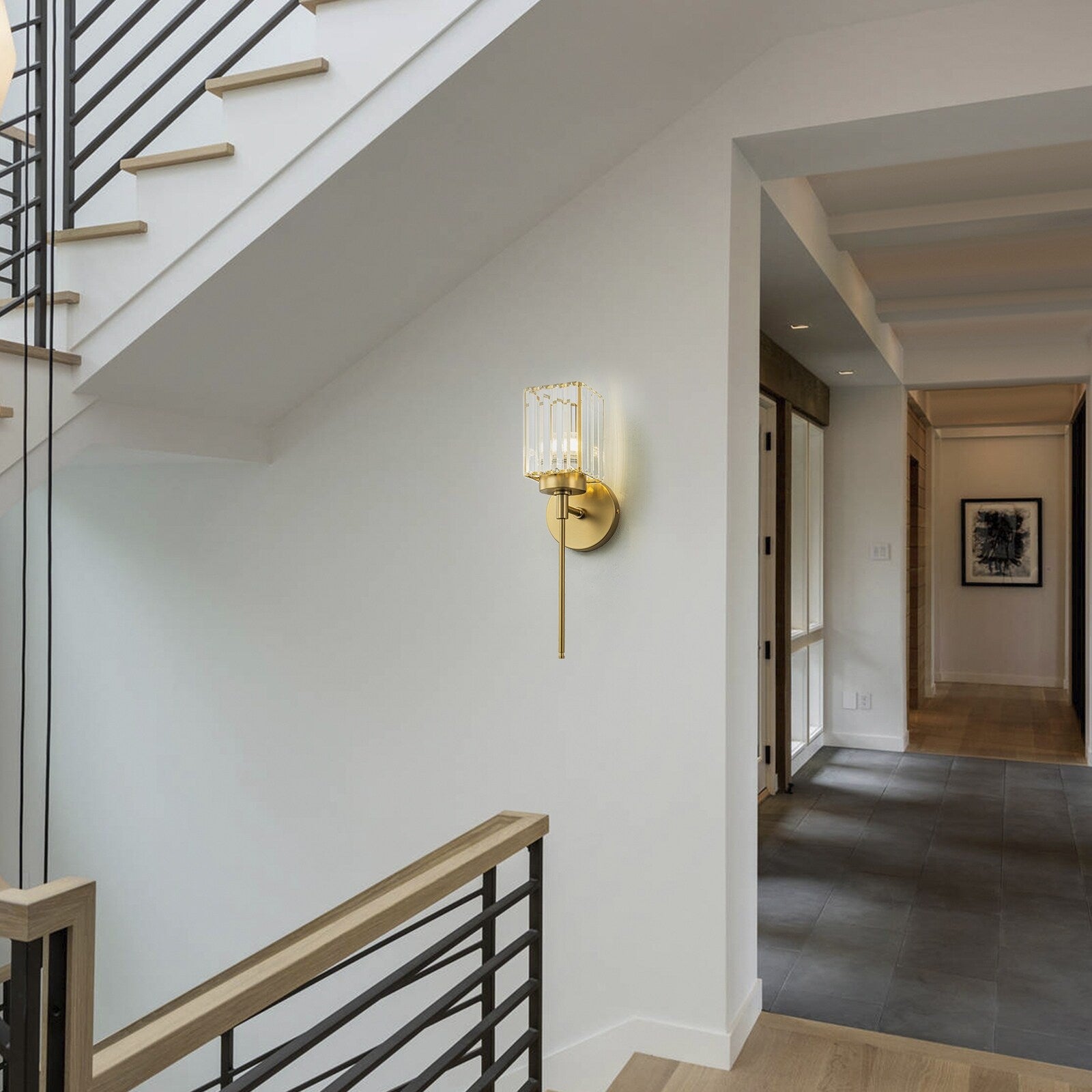 Modern Gold Dimmable Wall Light Glam Cylinder Bathroom Crystal Vanity Light Wall Sconces