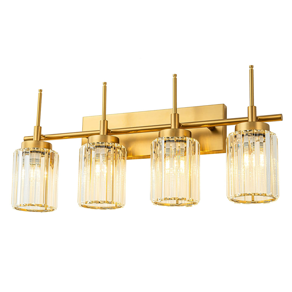 Modern Gold Dimmable Wall Light Glam Cylinder Bathroom Crystal Vanity Light Wall Sconces