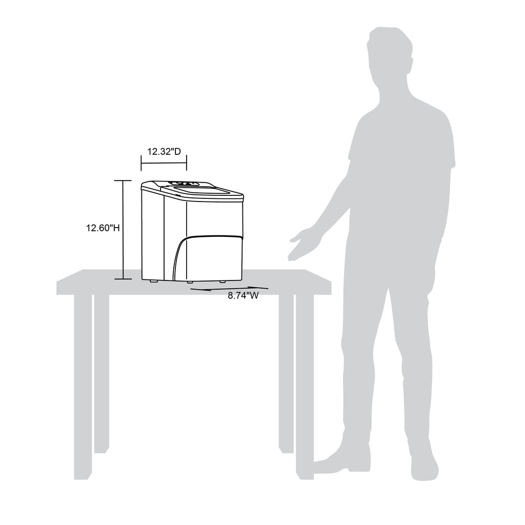 Newair 26 lbs. Countertop Ice Maker, Portable and Lightweight, Intuitive Control, Large or Small Ice Size, BPA Free Parts