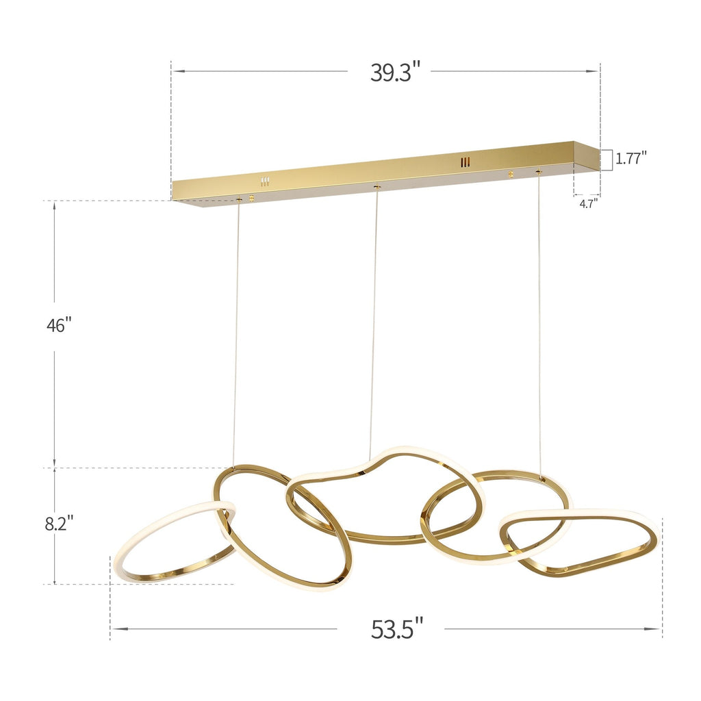 Nordic Luxury Interlocked Stainless Steel LED Chandelier Dining Room Ceiling Light