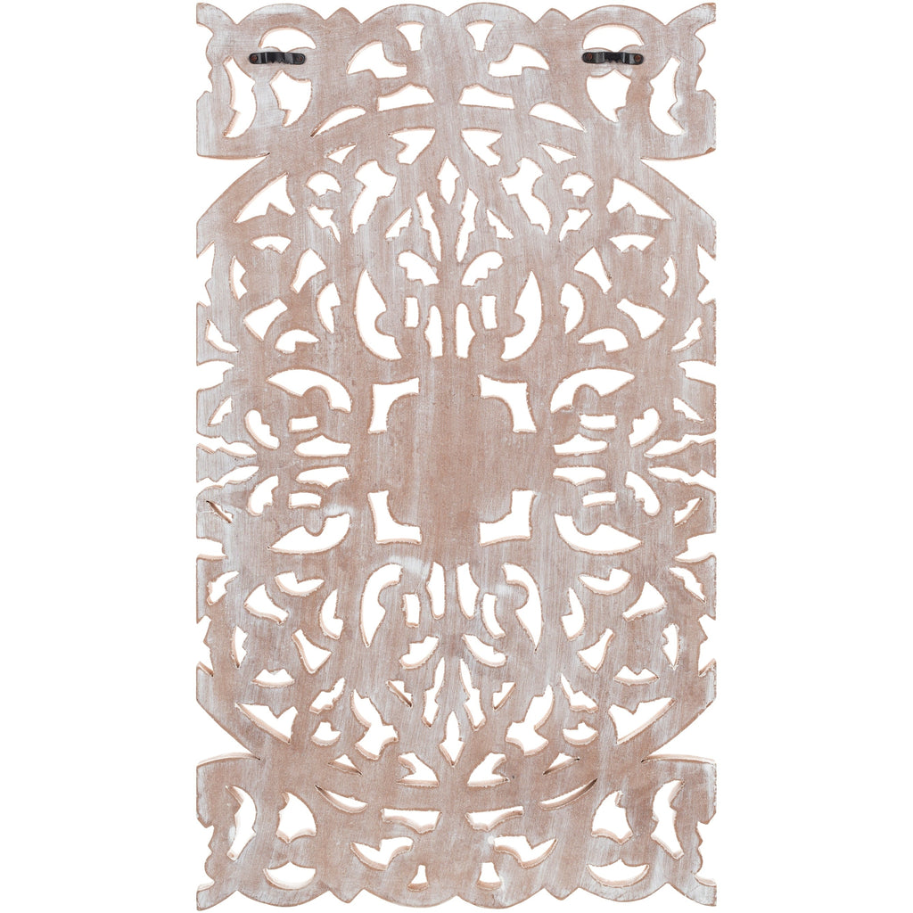 Norma Floral Hand Carved Natural Wooden 48x28-inch 3-Panel Wall Art