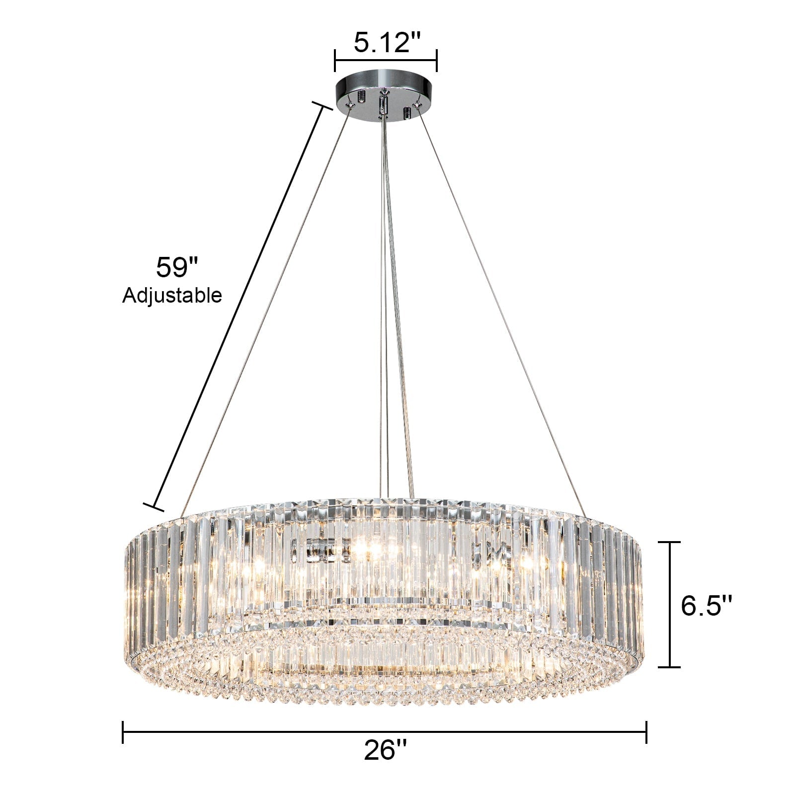 OYIPRO 6/8/12-Light Modern Round Crystal Chandelier Drum Shape Pendant Light for Kitchen Island