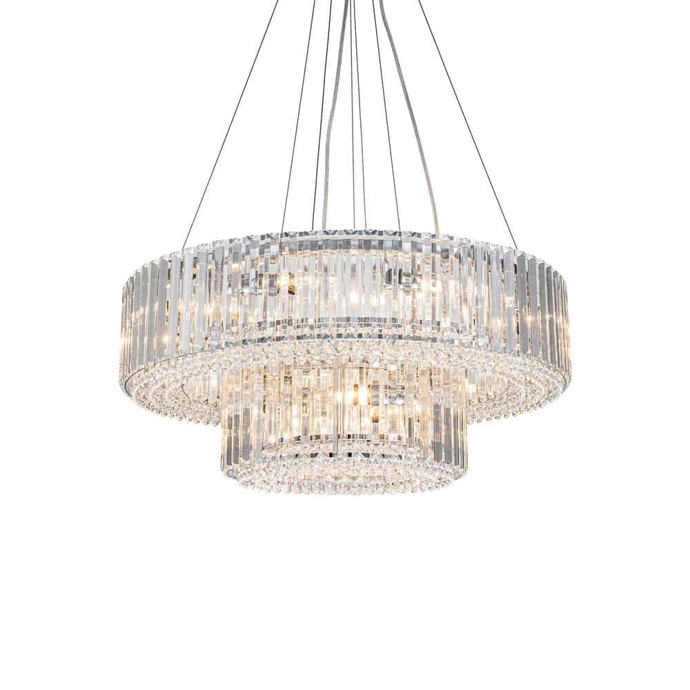 OYIPRO 6/8/12-Light Modern Round Crystal Chandelier Drum Shape Pendant Light for Kitchen Island