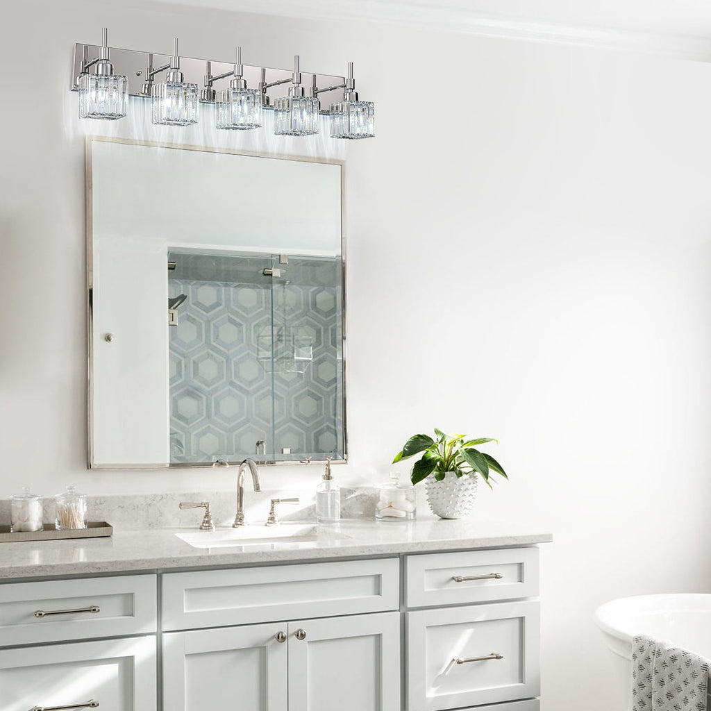 Ora Modern Dimmable Crystal Bathroom Light Fixtures Over Mirror Glam Vanity Lights