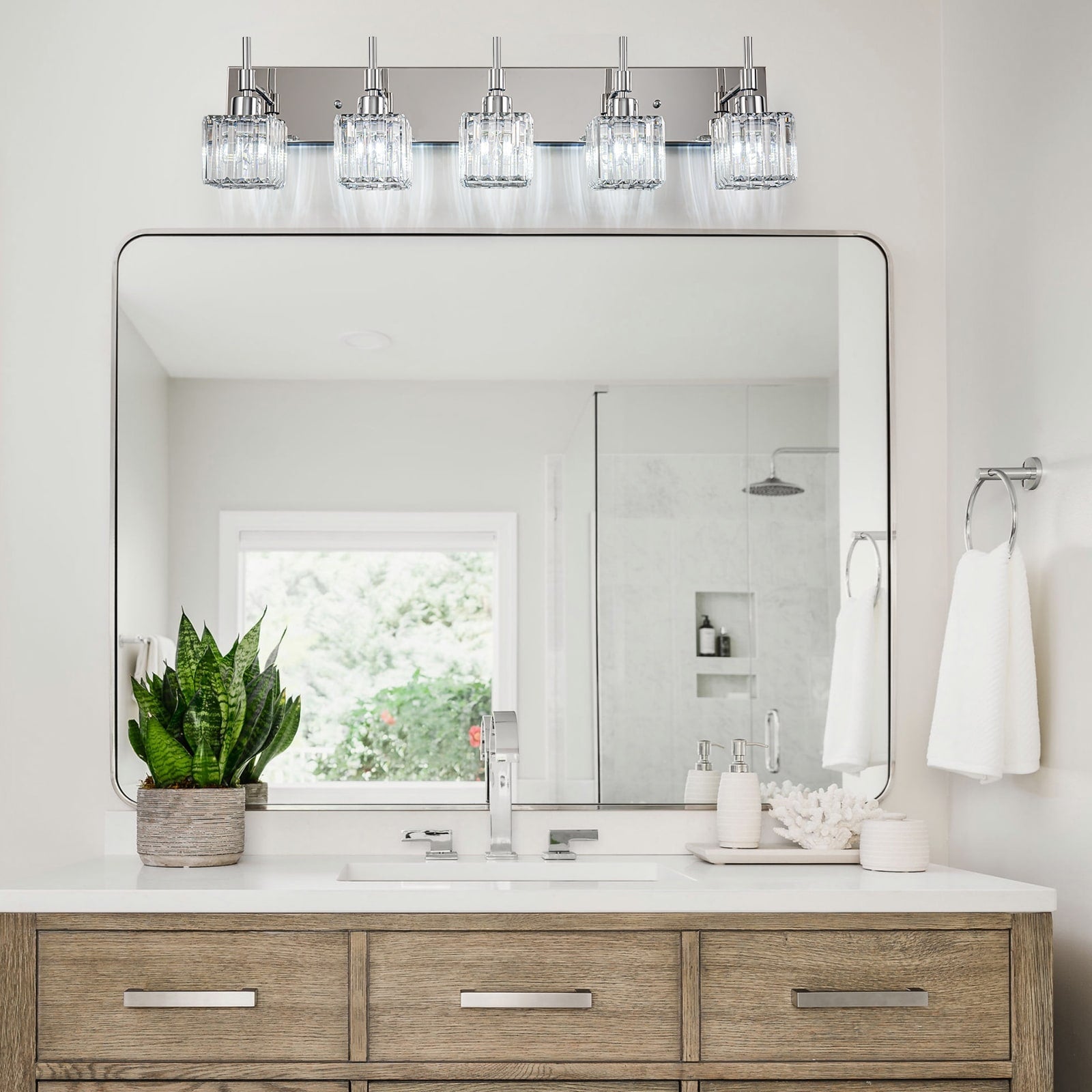 Ora Modern Dimmable Crystal Bathroom Light Fixtures Over Mirror Glam Vanity Lights