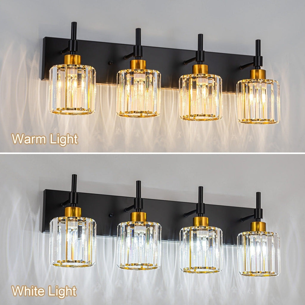Modern Dimmable Crystal Bathroom Vanity Light Wall Sconces with Crystal Shades