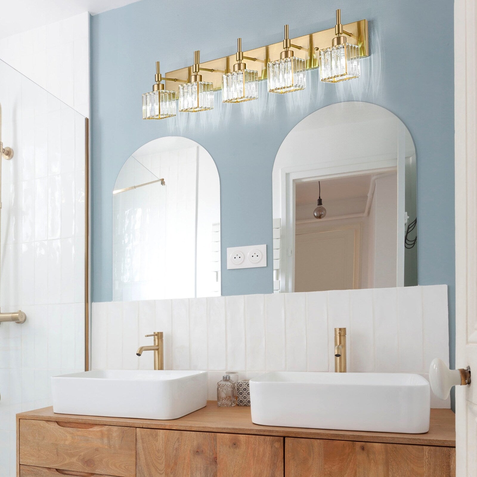 Ora Modern Dimmable Crystal Bathroom Light Fixtures Over Mirror Glam Vanity Lights