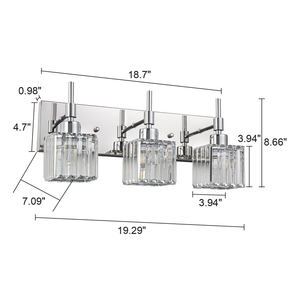 Ora Modern Dimmable Crystal Bathroom Light Fixtures Over Mirror Glam Vanity Lights