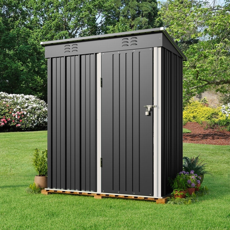 Outdoor Storage Metal Shed Garden Tool Shed with Lockable Door for Patio Furniture and Tools