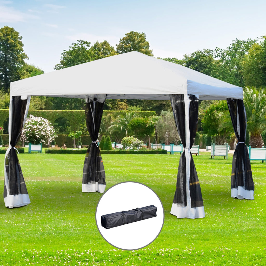 Outsunny 10' x 10' Heavy Duty Pop Up Canopy with Removable Mesh Sidewall Netting, Easy Setup Design, Outdoor Party Event