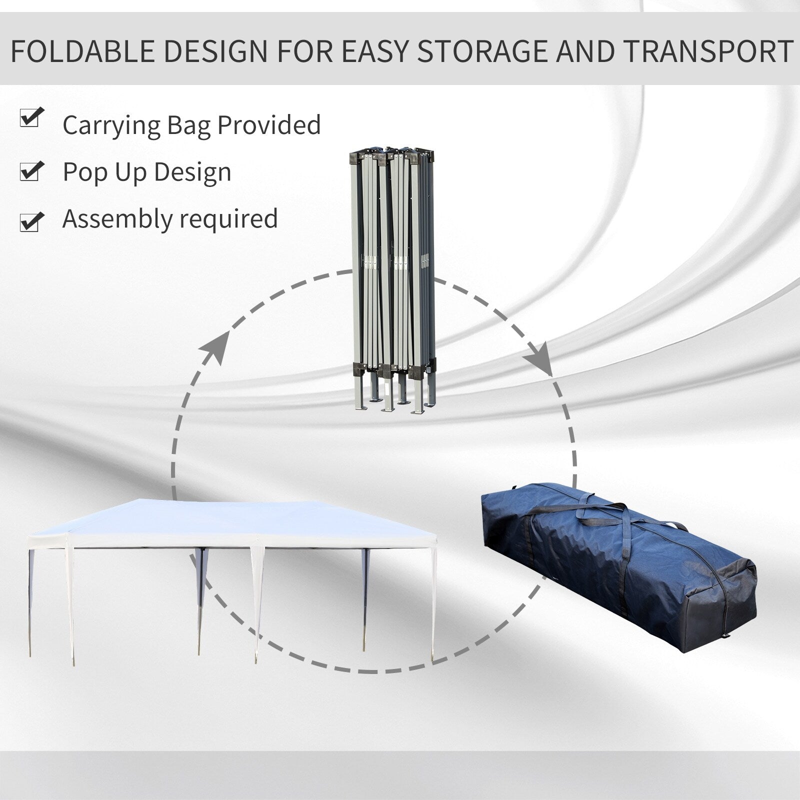 Outsunny Heavy Duty Pop Up Canopy with Sturdy Frame, UV Fighting Roof, Carry Bag for Patio, Backyard, Beach, Garden