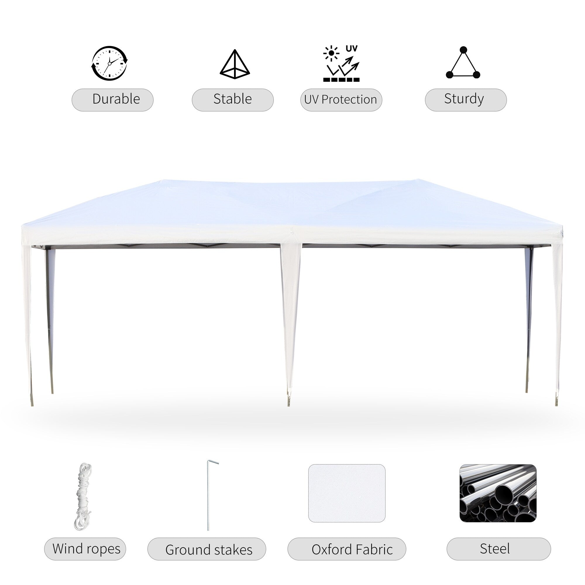 Outsunny Heavy Duty Pop Up Canopy with Sturdy Frame, UV Fighting Roof, Carry Bag for Patio, Backyard, Beach, Garden