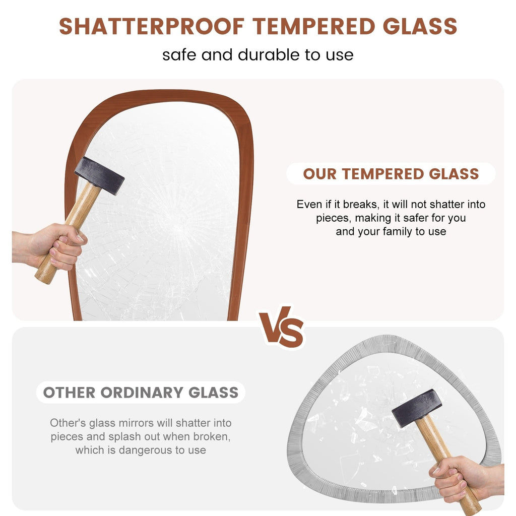 Pine Frame Cobblestone Shaped Asymmetrical Wall Mirror