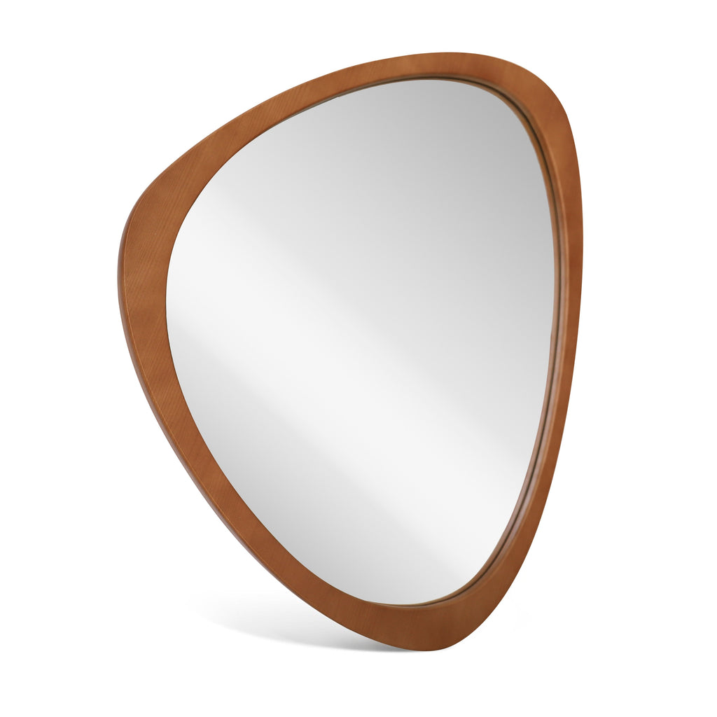 Pine Frame Cobblestone Shaped Asymmetrical Wall Mirror