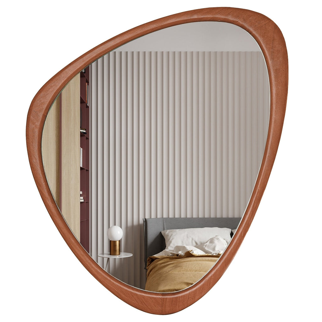 Pine Frame Cobblestone Shaped Asymmetrical Wall Mirror