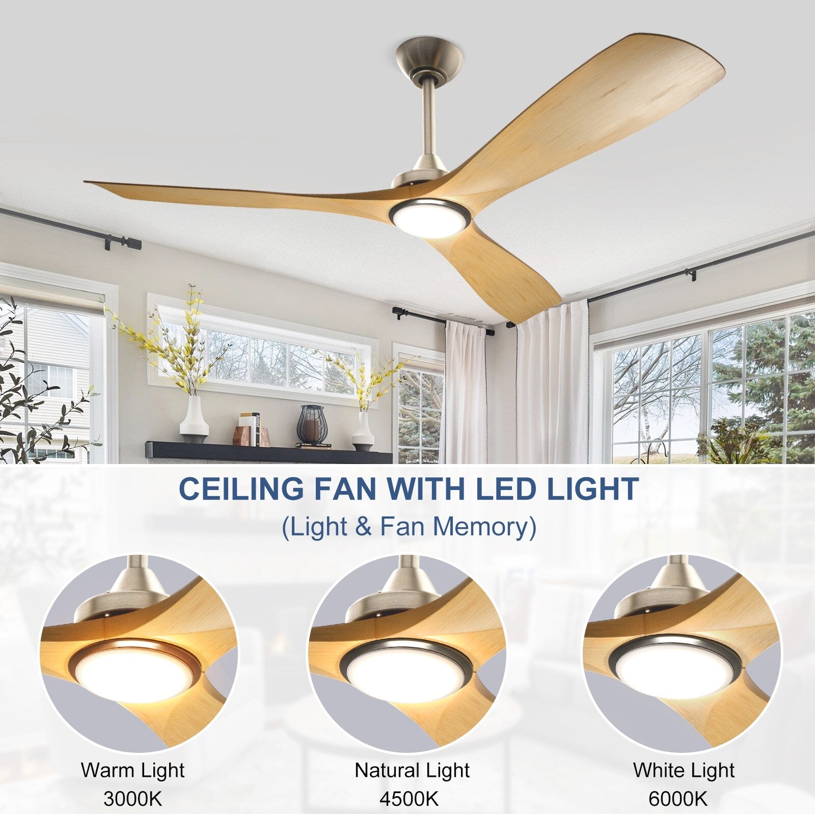 Remote Ceiling Fan with Lights Flush Mount
