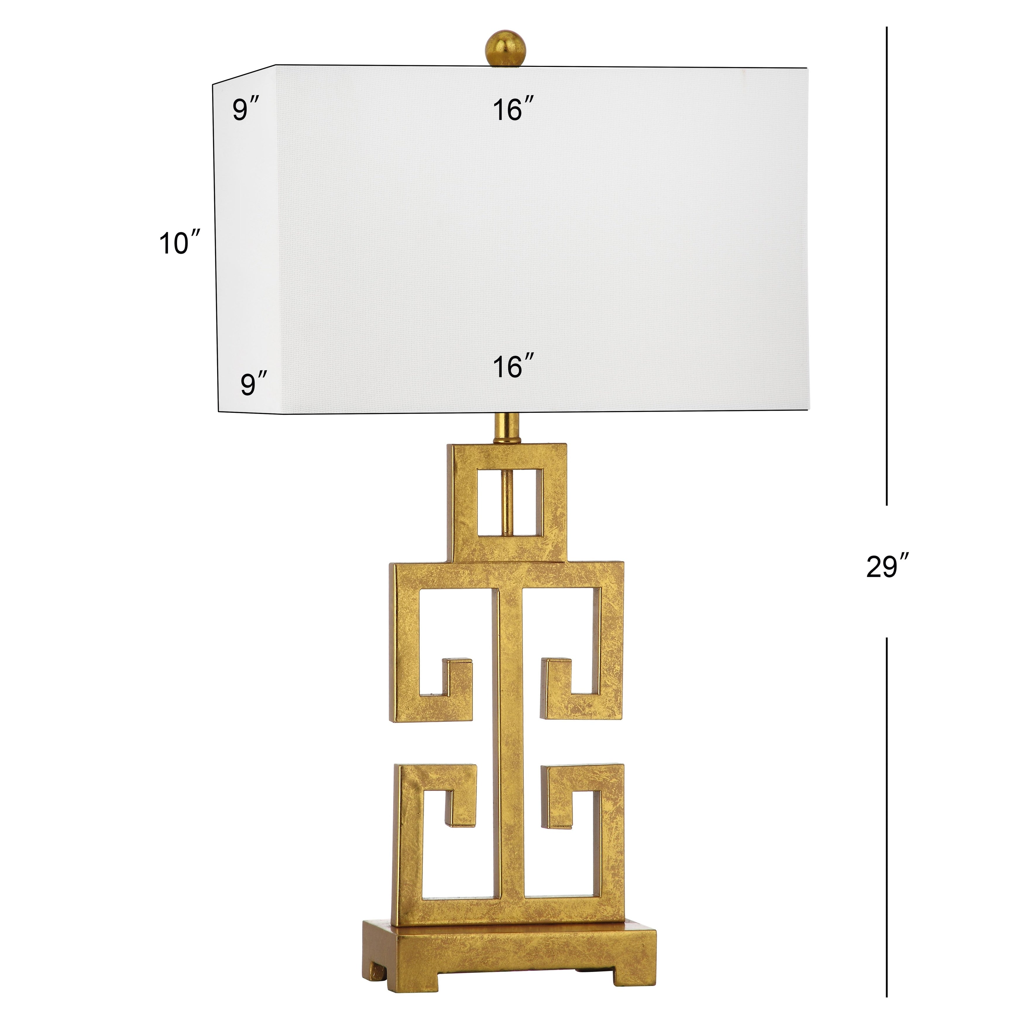 SAFAVIEH Lighting Chantelle Greek Antiqued Gold 29-inch Table Lamp (Set of 2) - 16W x 9D x 29H