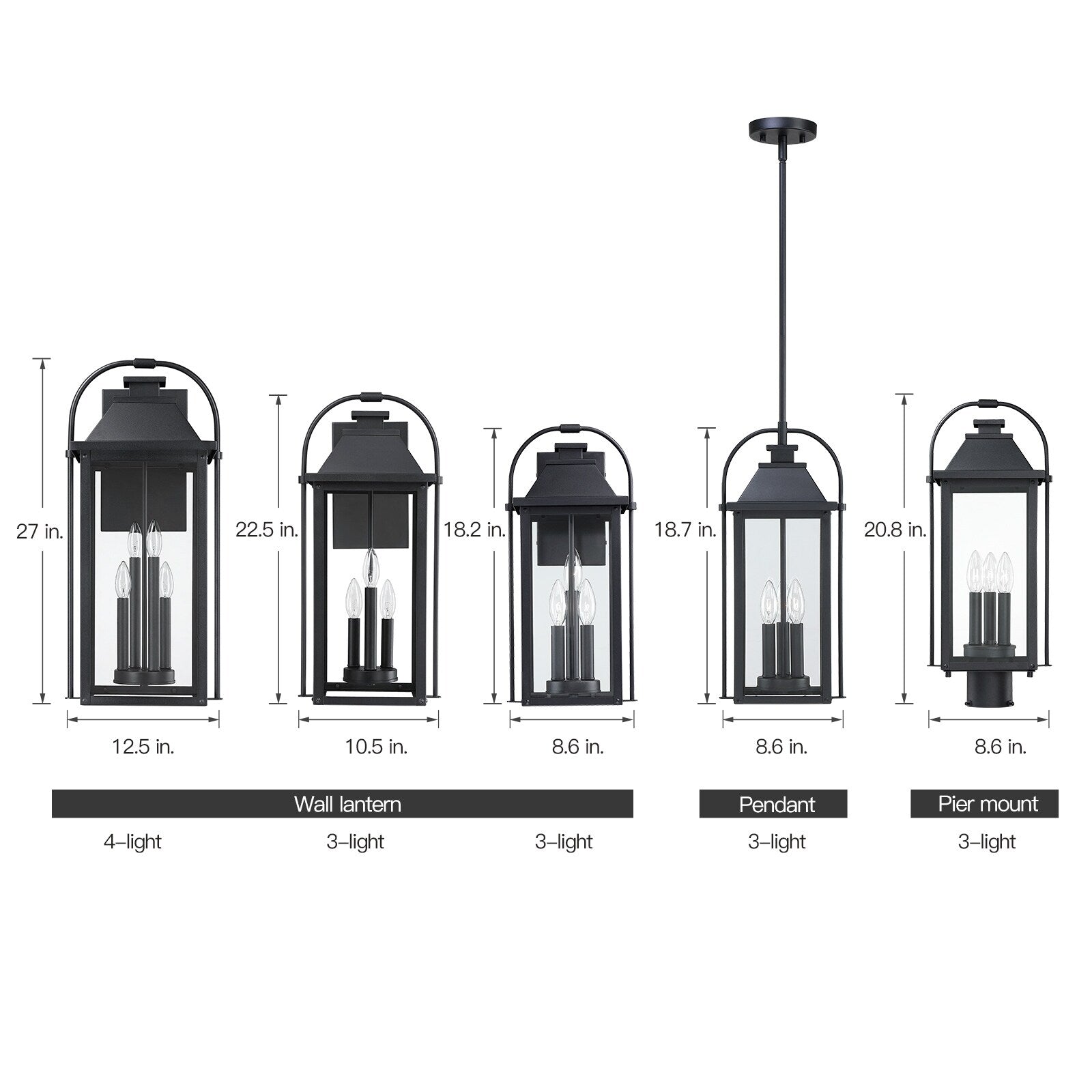 Brits Black Outdoor Wall Lantern Sconce Light