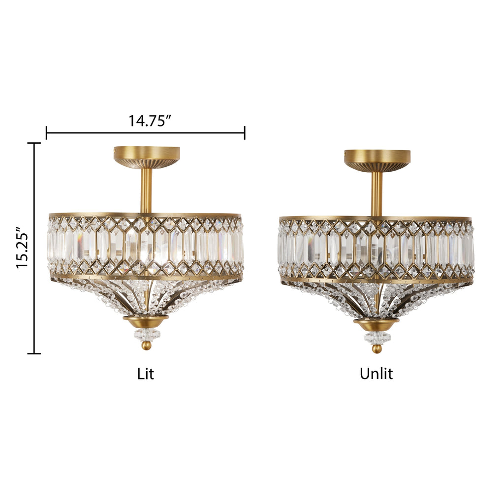 Silver Orchid Furey Bronze/Gold Tiered Glass Semi-flush Lighting Fixture - 14.75L x 14.75W x 15.25H