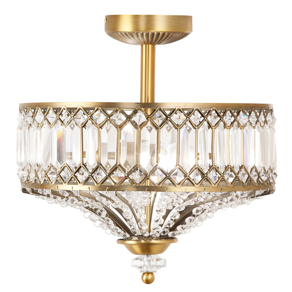 Silver Orchid Furey Bronze/Gold Tiered Glass Semi-flush Lighting Fixture - 14.75L x 14.75W x 15.25H