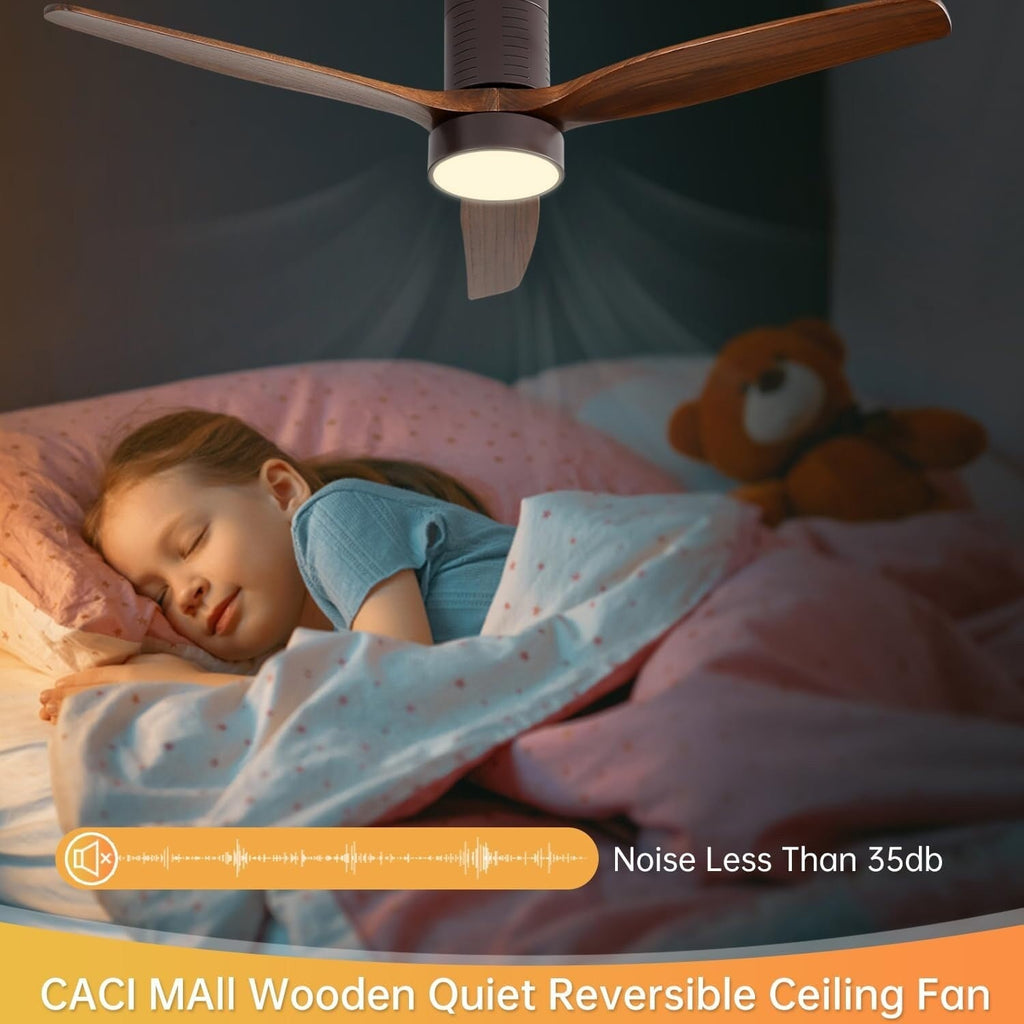 Sofucor 52 Inch Flush Mount Ceiling Fan with Remote, Reversible Motor,Integrated Light Optional