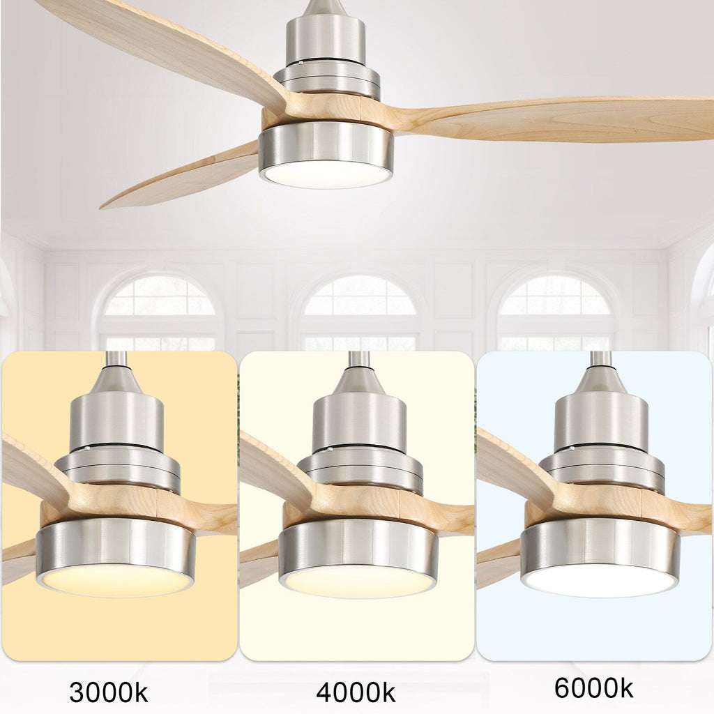 Sofucor 52 Indoor Wood Ceiling Fan Light with Remote, Integrated Light Optional