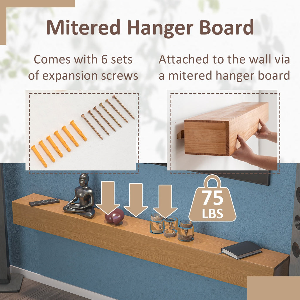 Solid Pine Wall Mounted Fireplace Mantel Floating Shelf