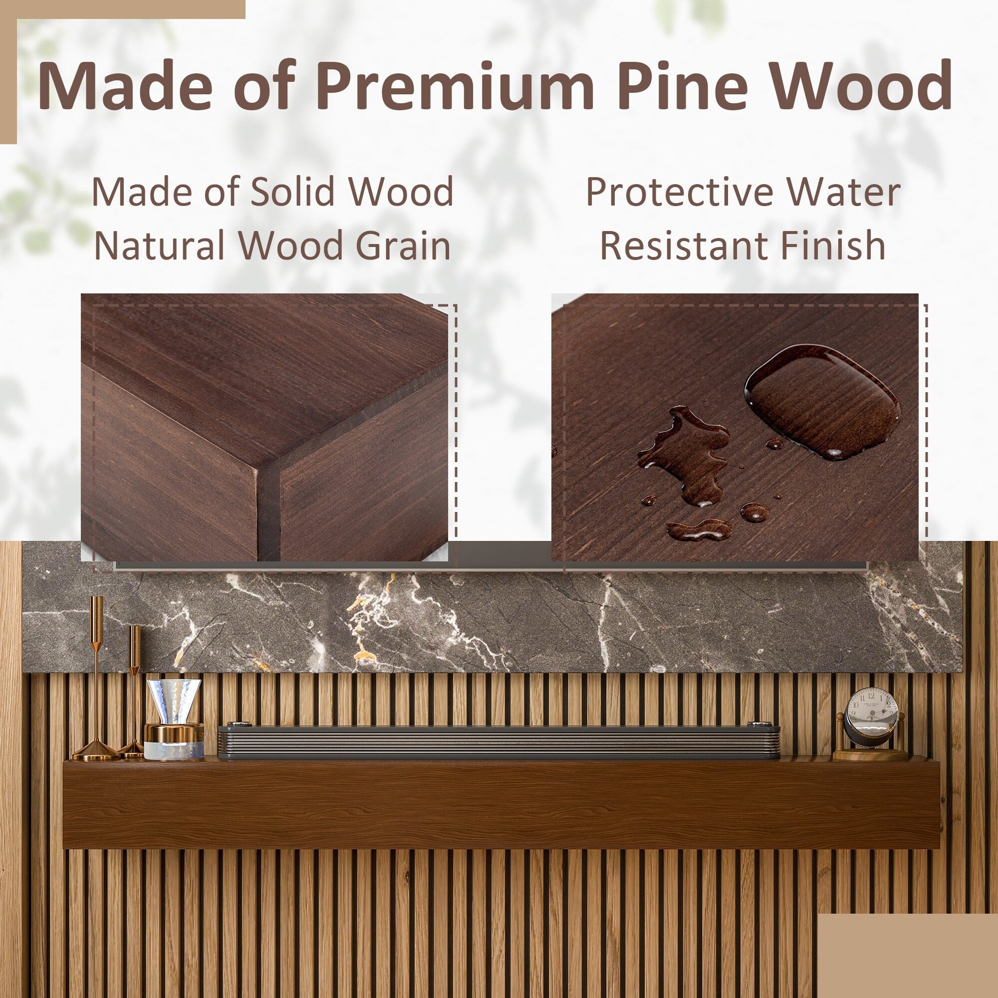 Solid Pine Wall Mounted Fireplace Mantel Floating Shelf