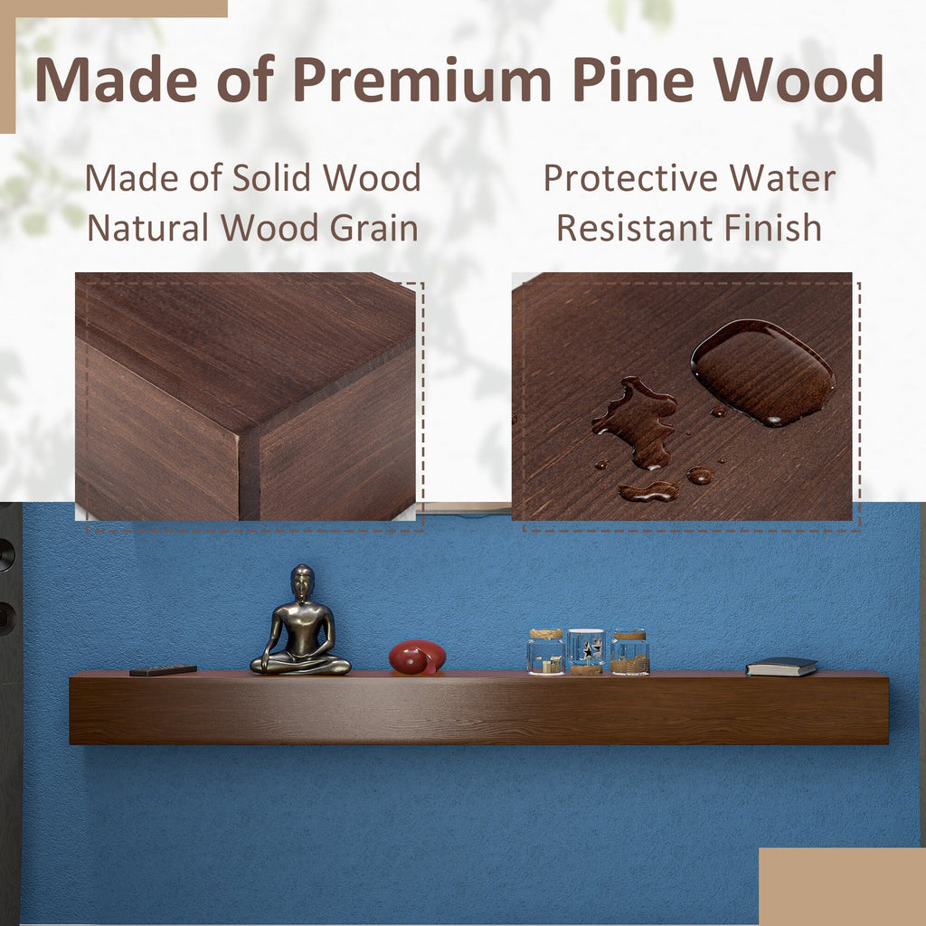 Solid Pine Wall Mounted Fireplace Mantel Floating Shelf